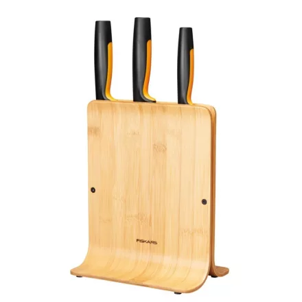 Fiskars Functional Form késblokk bambusz tartóban  3 késes
