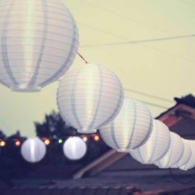 Szolár lampion fehér hideg fehér ledes 21 cm