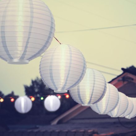 Szolár lampion fehér hideg fehér ledes 21 cm