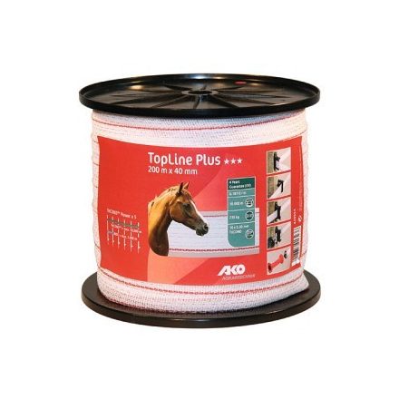 AKO TopLine Plus szalag 200m, 40mm, fehér/piros