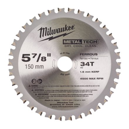 Milwaukee Körfűrészlap gérvágókhoz (Fém) 150x20x1.6x34 1 db