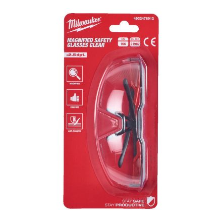 Milwaukee Védőszemüveg Bifokális +2.5 víztiszta - 1 db