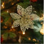 Karácsonyi dísz -csipeszes-glitteres virág