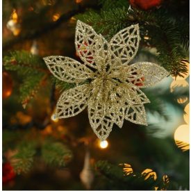 Karácsonyi dísz -csipeszes-glitteres virág