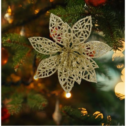 Karácsonyi dísz -csipeszes-glitteres virág