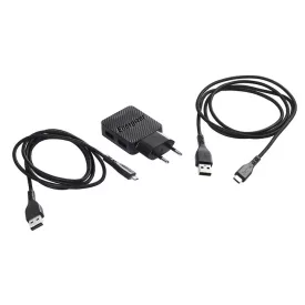   Energizer fali töltő 2x usb 2,4A  usb C Microusb kábel fekete
