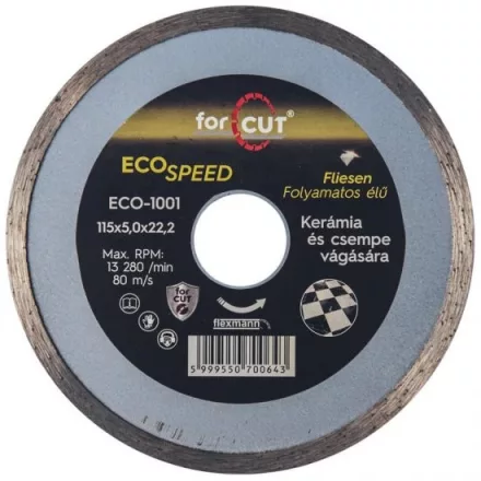 Flexmann For Cut gyémánttárcsa ECO 115x2x5x22,2mm folyamatos élű,kerámia,csempe