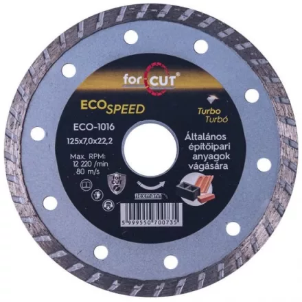 Flexmann For Cut gyémánttárcsa ECO 125x2.6x7x22.2mm turbo univerzális
