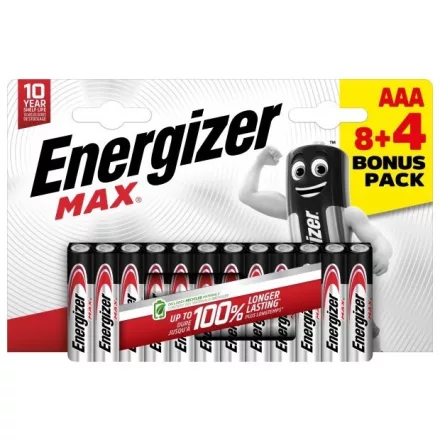 Energizer Max alkáli elem AAA B8+4