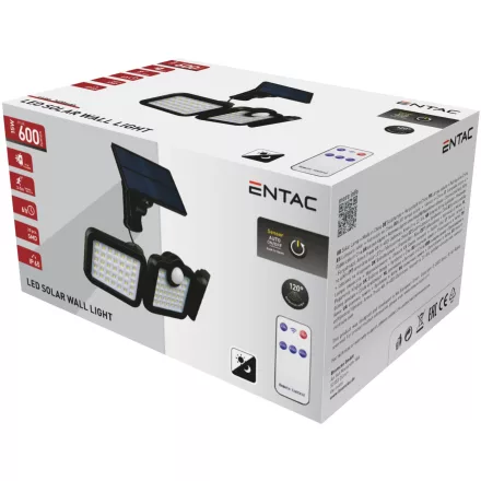 ENTAC Napelemes Műanyag Fali Lámpa 15W SMD 3 fej levehető solár panel