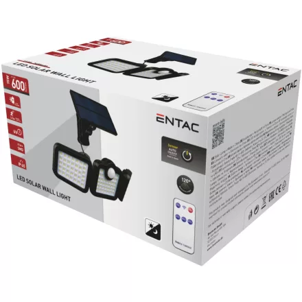 ENTAC Napelemes Műanyag Fali Lámpa 15W SMD 3 fej levehető solár panel