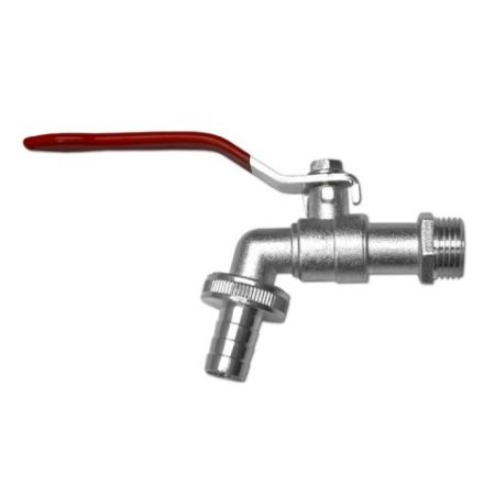 Kerti csap nikkelezett 3/4 col, golyós, bekötés 3/4 col, 1/2 col tömlővéggel