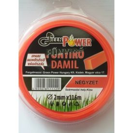   GreenPower MŰANYAG VÁGÓSZÁL 1LB 2MM NÉGYSZÖG 113 MÉTER