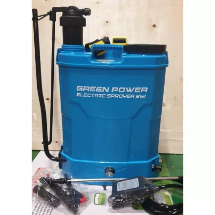 GreenPower AKKUMLÁTOROS ÉS KÉZI HÁTIPERMETEZŐ 16 L SÁRGA (!)