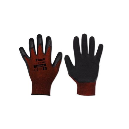 Védőkesztyű 11 FLASH GRIP RED, latex.