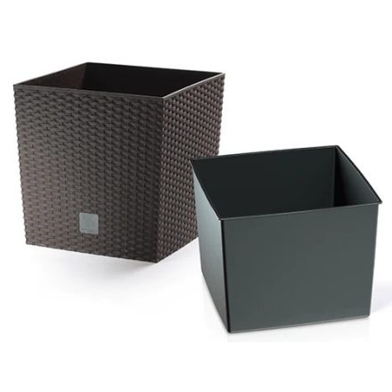 Kaspó Rato Low Rattan Betéttel 32x32 cm