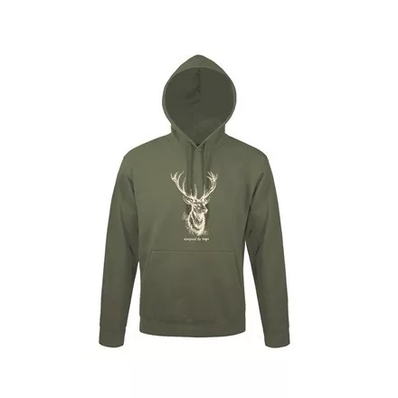 TOP_HOODY-H_DEER_HEAD XL kapucnis pulóver (szarvas minta) ARMY 50% pamut 50%poli