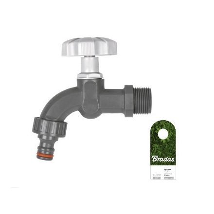 Kerti csap PVC 3/4'l, bekötés 3/4', kuplungos tömlővéggel