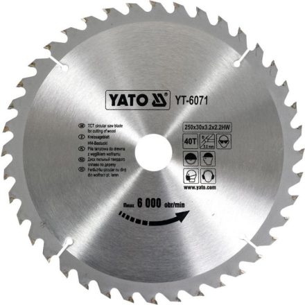 YATO Fűrésztárcsa fához 250/30/40