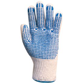   KÖTÖTT PES/PAMUT FEHÉR FÉRFI KESZTYŰ, TENYERÉN KÉKPETTYEK_9