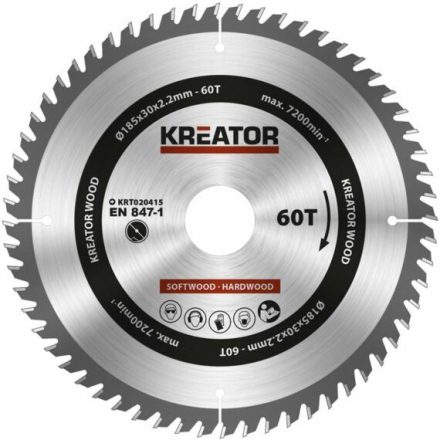 KREATOR KÖRFŰRÉSZLAP 185 MM 60 FOG FA KRT020415