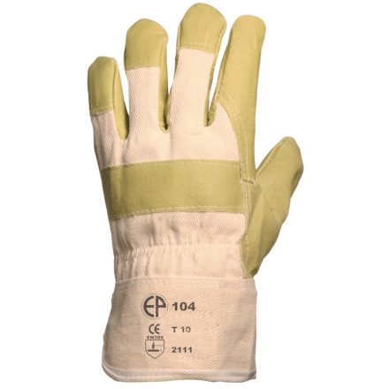 MŰBŐR KESZTYŰ, SÁRGA NITRIL/CSÍKOS VÁSZON KÉZHÁT_10(csgt)