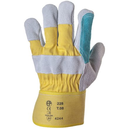 BŐRKESZTYŰ, DUPLA HASÍTÉKBŐR TENYÉR/SÁRGA VÁSZON_11(csgt