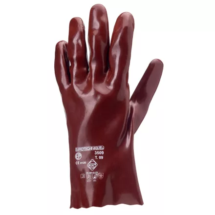MÁRTOTT PVC KESZTYŰ, BORDÓ, SAV/LÚG/OLAJÁLLÓ, 27CM-ES_10