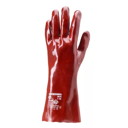 MÁRTOTT PVC KESZTYŰ, BORDÓ, SAV/LÚG/OLAJÁLLÓ, 36CM_9
