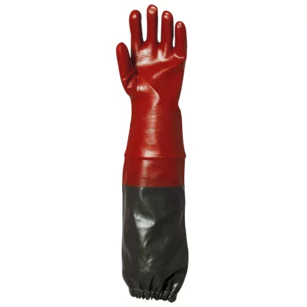 Mártott PVC kesztyű, bordó, sav-, lúg-, olajálló, 65 cm _9