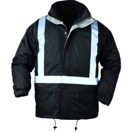 BODYGUARD FEKETE 4/1 TÉLIKABÁT, FÉNYVISSZAVERŐ CSÍKKAL_XL