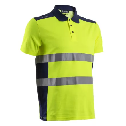 OKI FLUO SÁRGA/SÖTÉTKÉK RÖVID UJJÚ GALLÉROS PÓLÓ_M