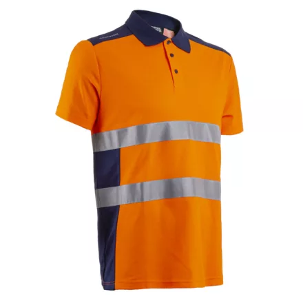 OKI FLUO NARANCS/SÖTÉTKÉK RÖVID UJJÚ GALLÉROS PÓLÓ_L