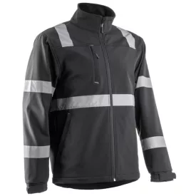 VIGILE FEKETE SOFTSHELL DZSEKI FÉNYVISSZAVERŐ CSÍKKAL_L